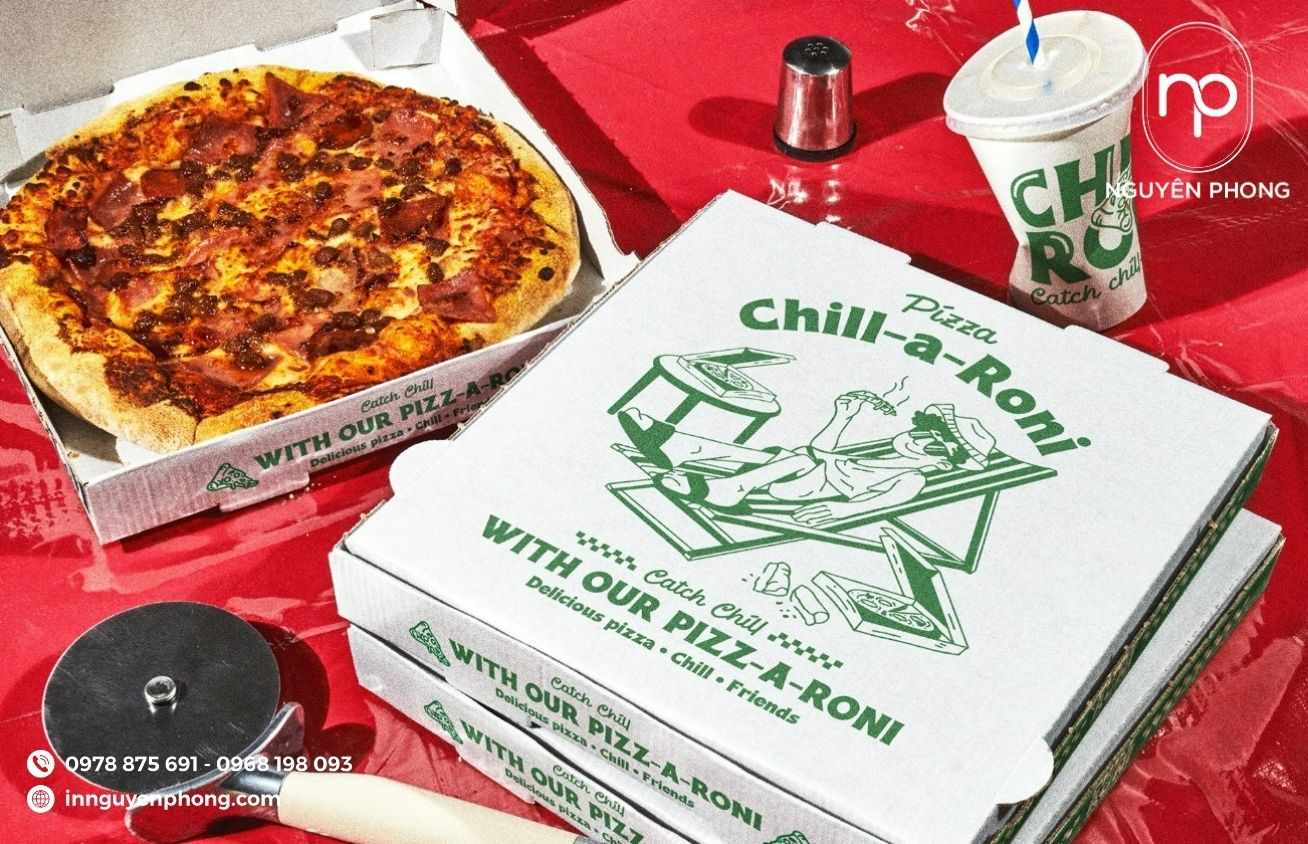 Thiết kế bao bì thực phẩm trên hộp carton đựng pizza